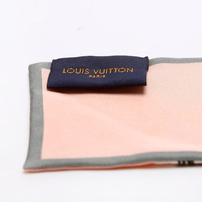 Louis-Vuitton Trunks Rose Bandeau Silk Scarf Pink/Grey