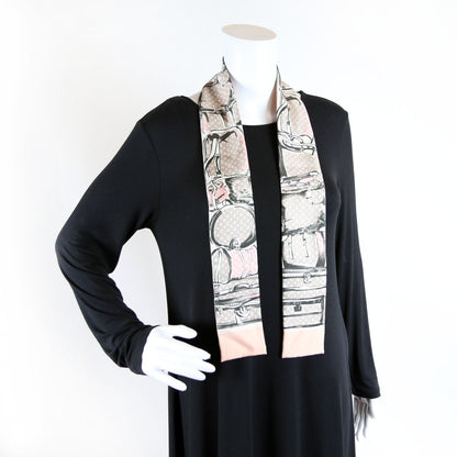 Louis-Vuitton Trunks Rose Bandeau Silk Scarf Pink/Grey