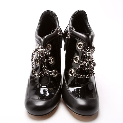 Chanel Patent/Calfskin Wedge Booties Size 37