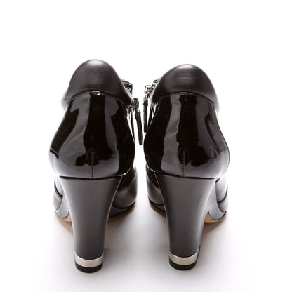 Chanel Patent/Calfskin Wedge Booties Size 37