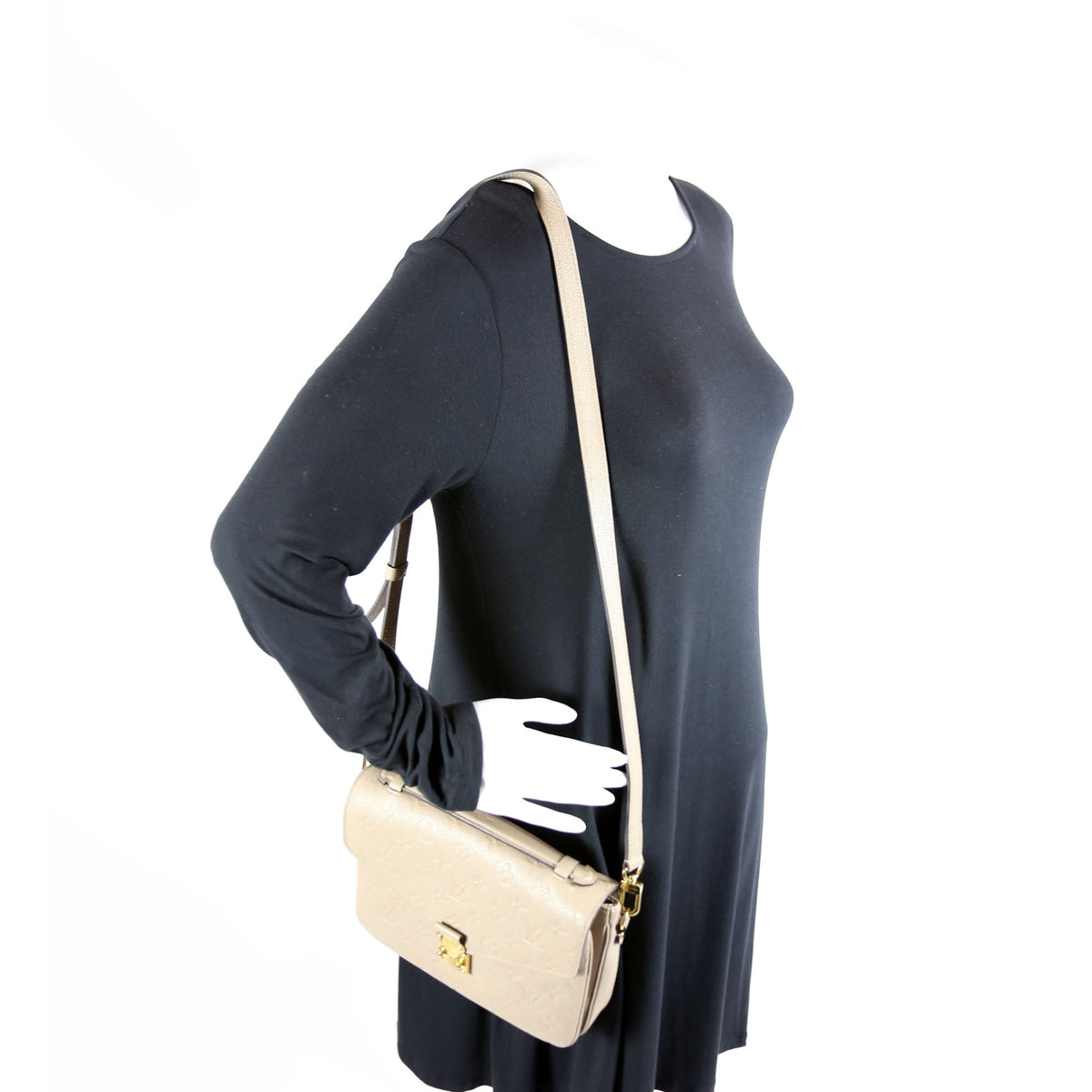 Louis-Vuitton Pochette Metis Empreinte Beige