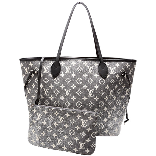 Louis-Vuitton Neverfull W/Wallet MM Monogram Denim Jacquard