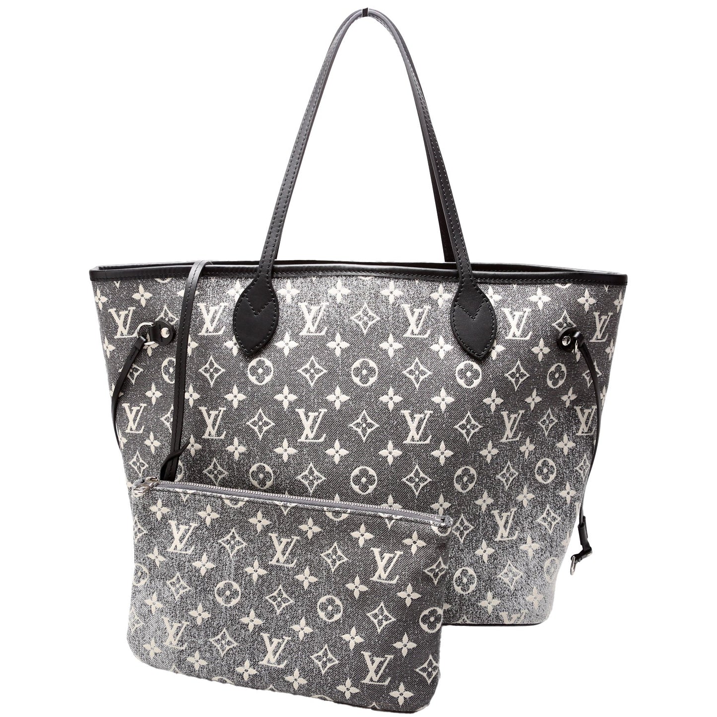 Louis-Vuitton Neverfull W/Wallet MM Monogram Denim Jacquard