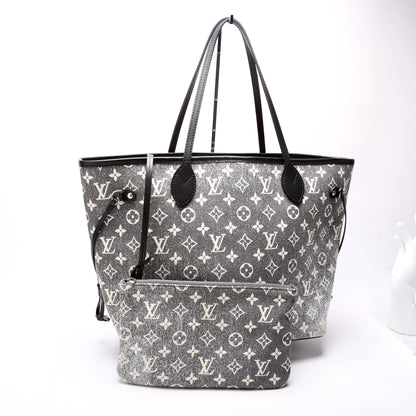 Louis-Vuitton Neverfull W/Wallet MM Monogram Denim Jacquard