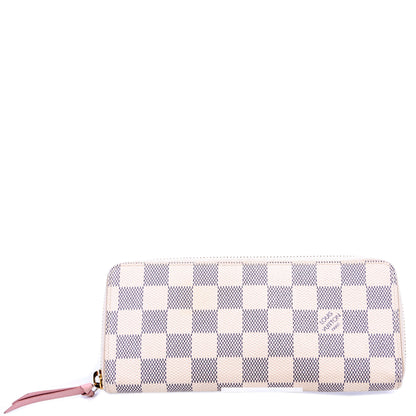 Louis-Vuitton Clemence Wallet Damier Azur Pink
