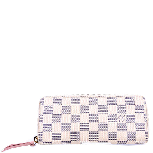Louis-Vuitton Clemence Wallet Damier Azur Pink
