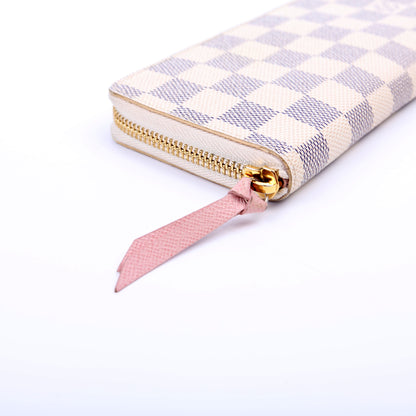 Louis-Vuitton Clemence Wallet Damier Azur Pink
