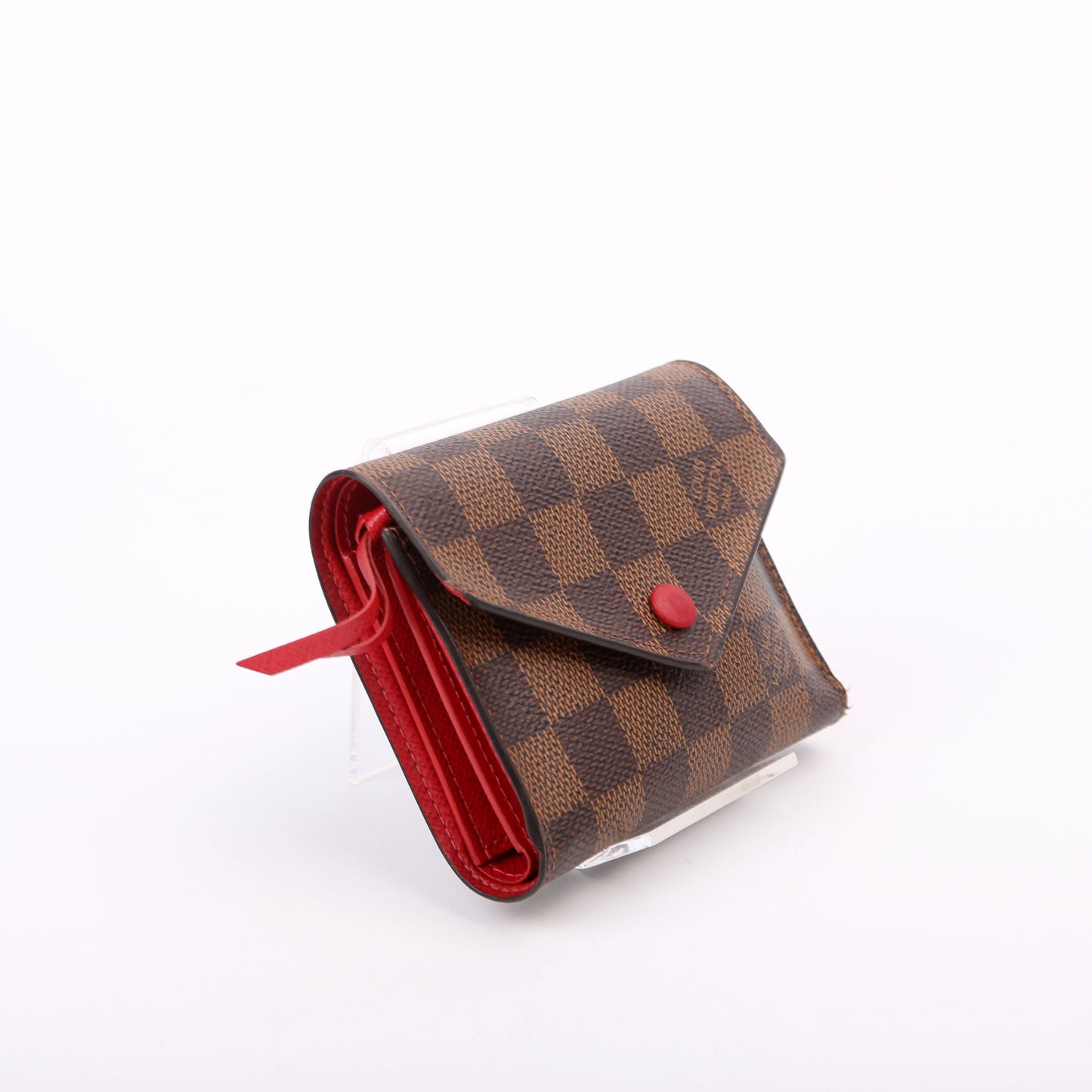 Louis-Vuitton Victorine Wallet Damier Ebene Red
