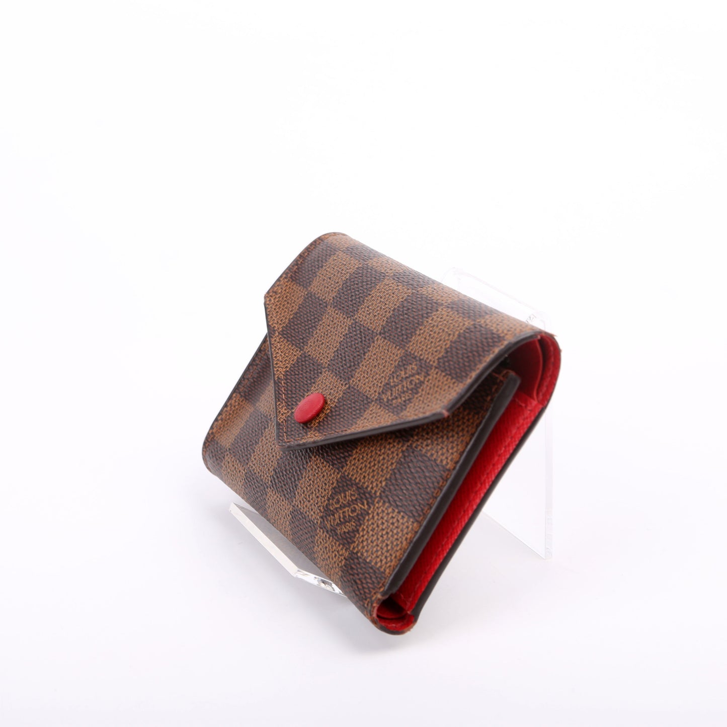 Louis-Vuitton Victorine Wallet Damier Ebene Red