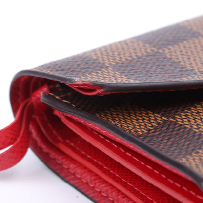 Louis-Vuitton Victorine Wallet Damier Ebene Red