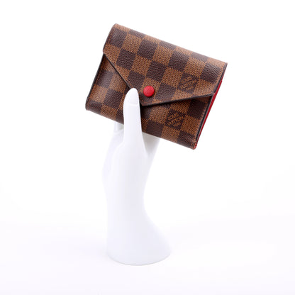 Louis-Vuitton Victorine Wallet Damier Ebene Red