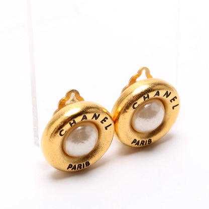 Chanel Chanel Paris Round Faux Pearl Clip-On Earrings Gold/Pearl