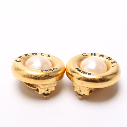 Chanel Chanel Paris Round Faux Pearl Clip-On Earrings Gold/Pearl