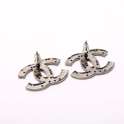 Chanel CC Strass/Crystal Stud Earrings Black