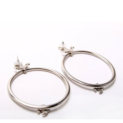 Chanel Anchor Strass Hoop Earrings Silver