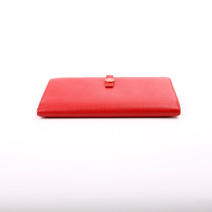 Chanel CC Button Long Wallet Grained Calfskin 9M Red