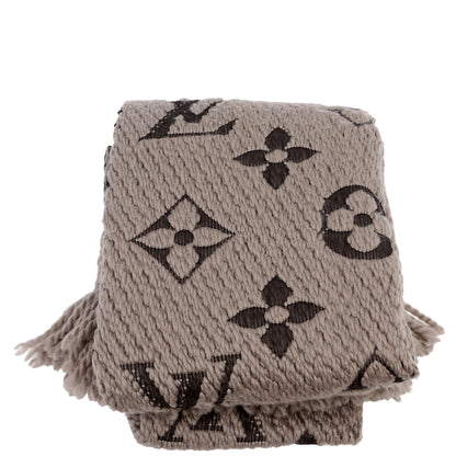Louis-Vuitton Logomania Wool/Silk Scarf Grey