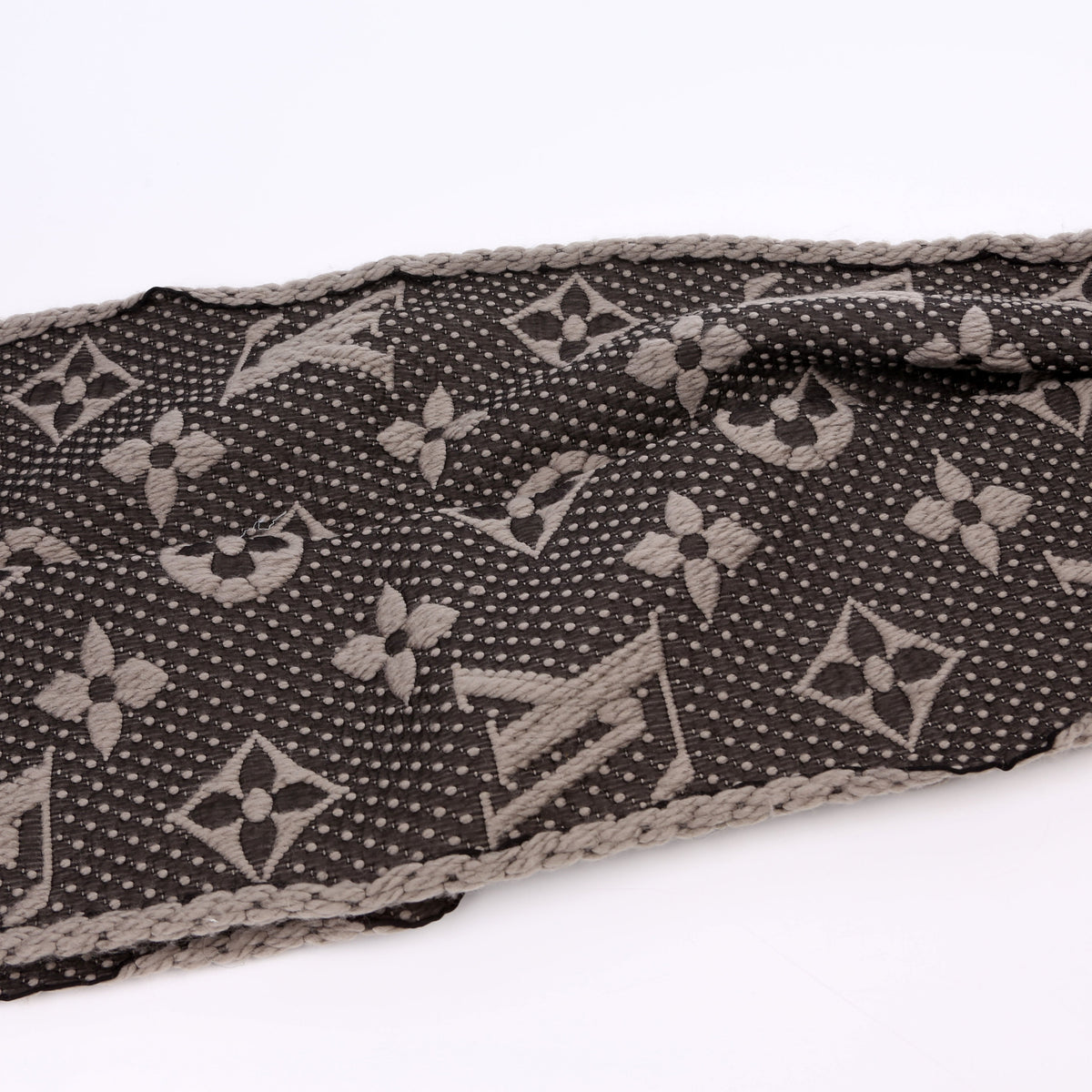 Louis-Vuitton Logomania Wool/Silk Scarf Grey