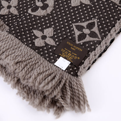 Louis-Vuitton Logomania Wool/Silk Scarf Grey