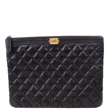 Chanel O Case Boy Medium Caviar Black