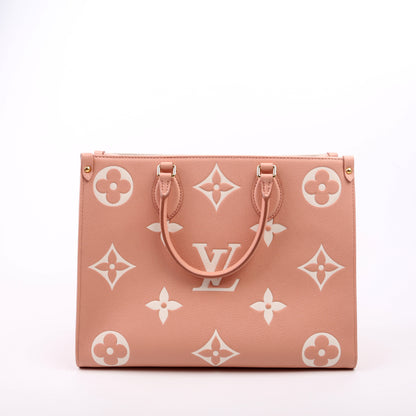 Louis-Vuitton ONTHEGO MM Bicolor Empreinte Giant Monogram Pink