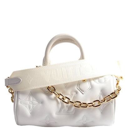 Louis-Vuitton Papillon BB Bubblegram Calfskin White