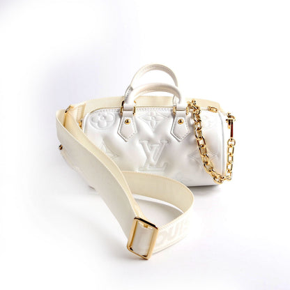 Louis-Vuitton Papillon BB Bubblegram Calfskin White