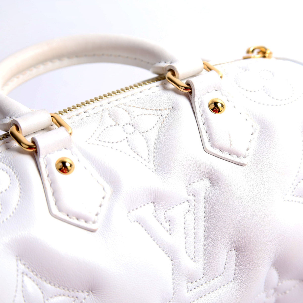 Louis-Vuitton Papillon BB Bubblegram Calfskin White