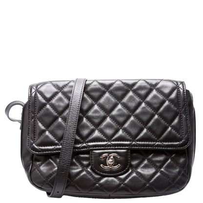 Chanel CC Flap Messenger Quilted Lambskin 24M Black