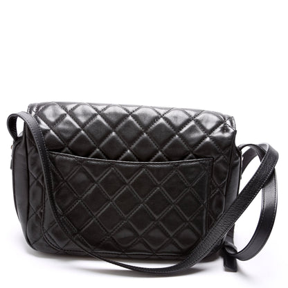 Chanel CC Flap Messenger Quilted Lambskin 24M Black