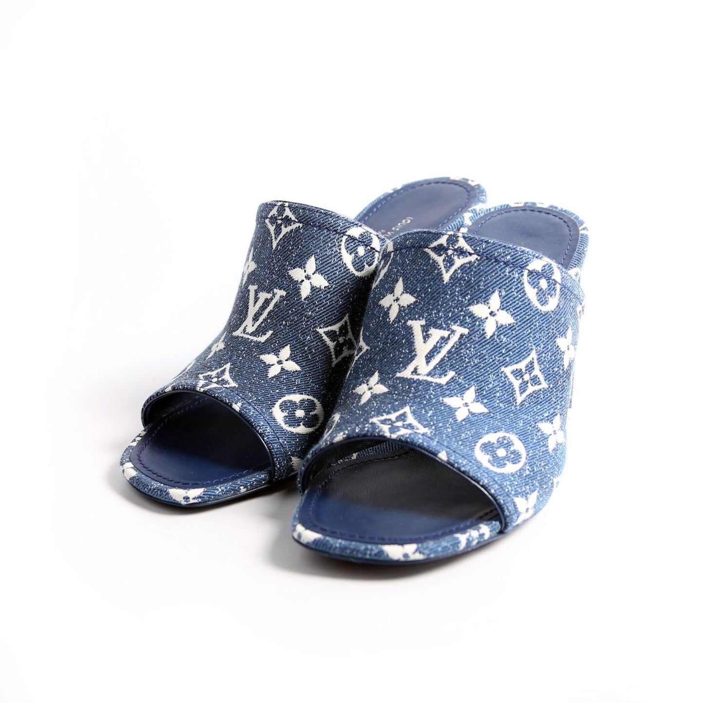 Louis-Vuitton Silhouette Denim Mules Size  Blue