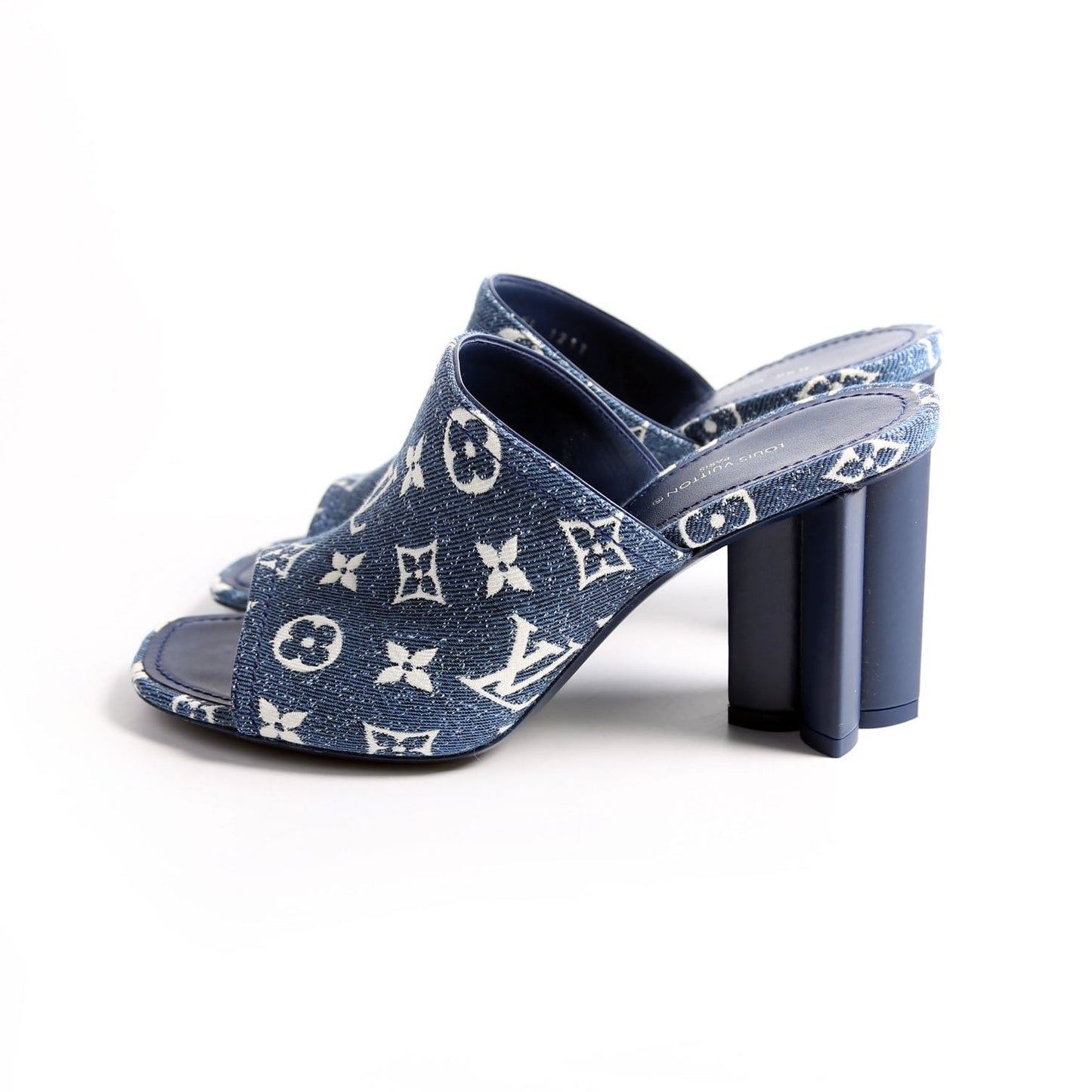 Louis-Vuitton Silhouette Denim Mules Size  Blue