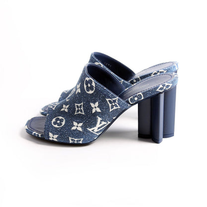 Louis-Vuitton Silhouette Denim Mules Size  Blue