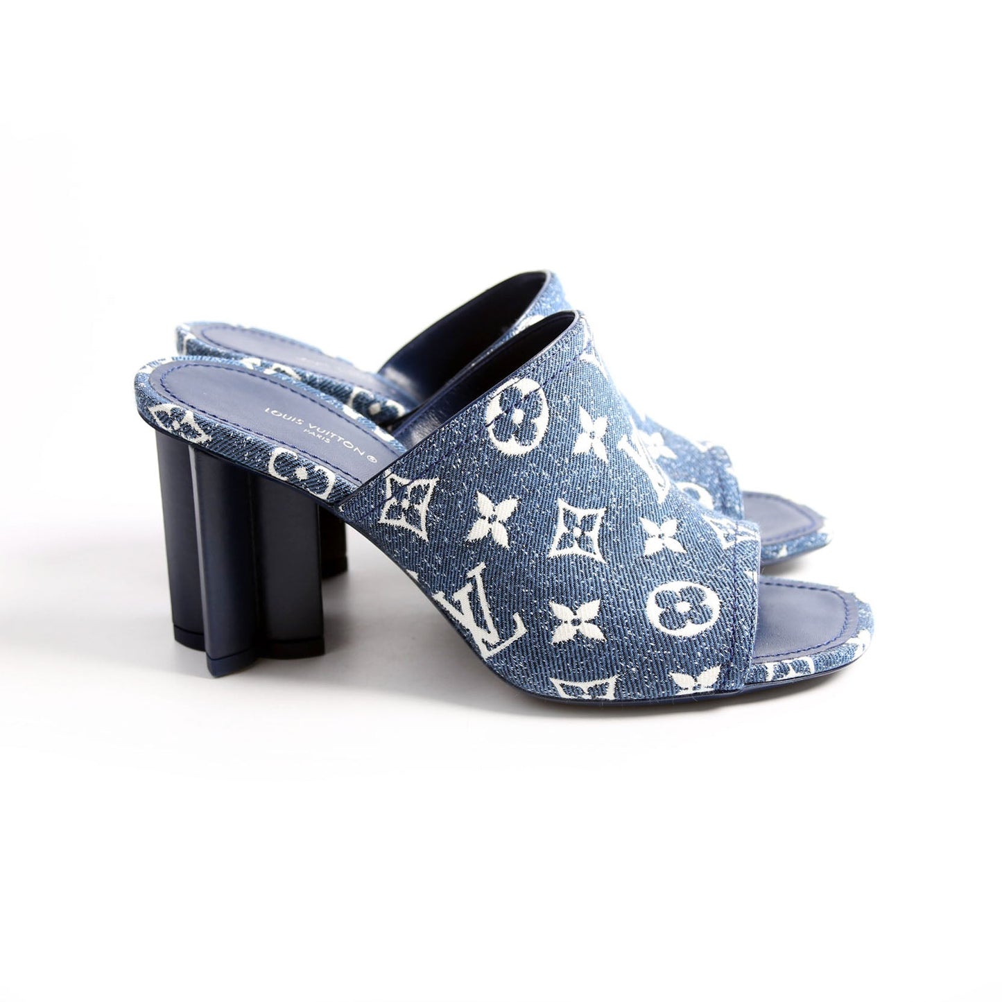 Louis-Vuitton Silhouette Denim Mules Size  Blue
