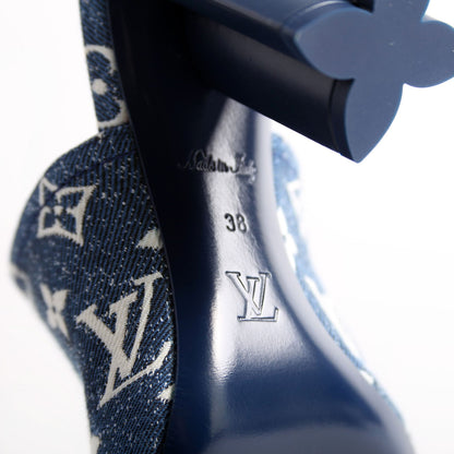 Louis-Vuitton Silhouette Denim Mules Size  Blue