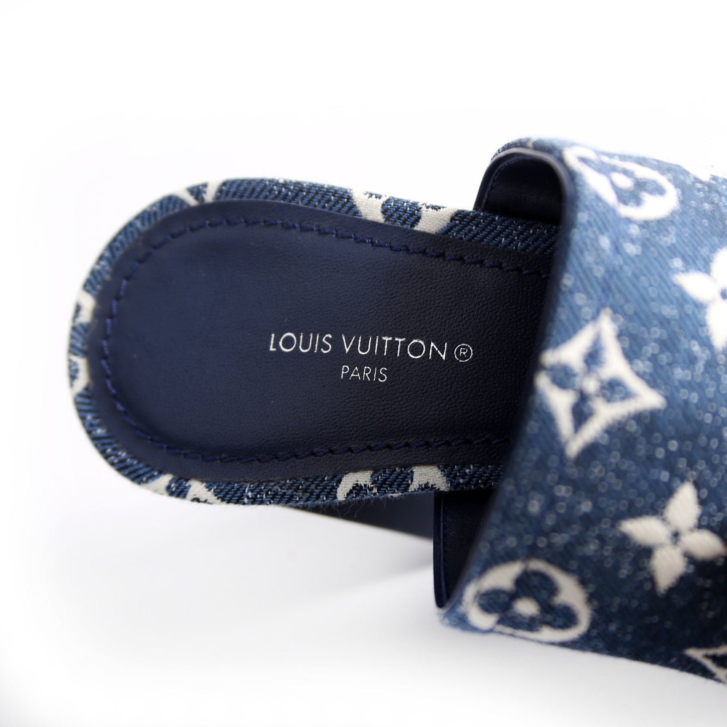 Louis-Vuitton Silhouette Denim Mules Size  Blue
