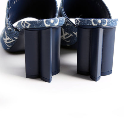 Louis-Vuitton Silhouette Denim Mules Size  Blue