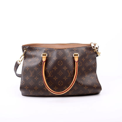 Louis-Vuitton Pallas Tote Monogram Canvas Side Brown