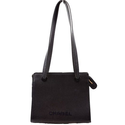 Chanel Logo Vintage Small Tote Black
