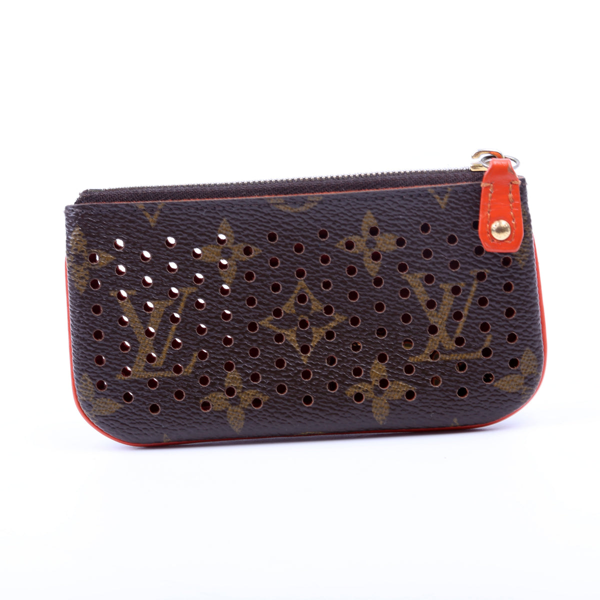 Louis-Vuitton Pochette Cles Monogram Perforated Orange