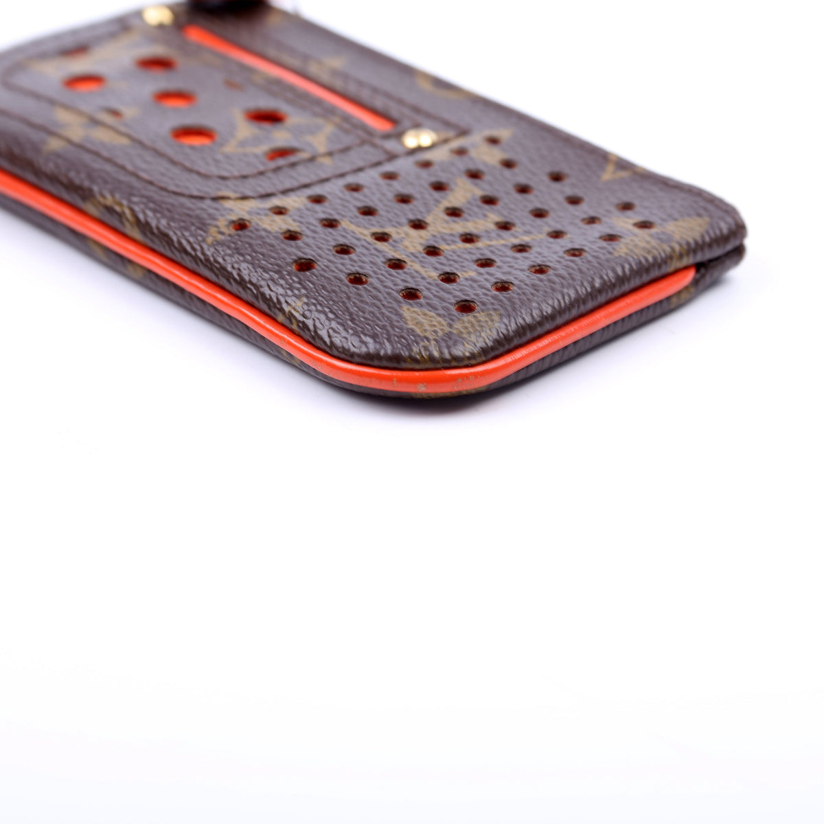 Louis-Vuitton Pochette Cles Monogram Perforated Orange
