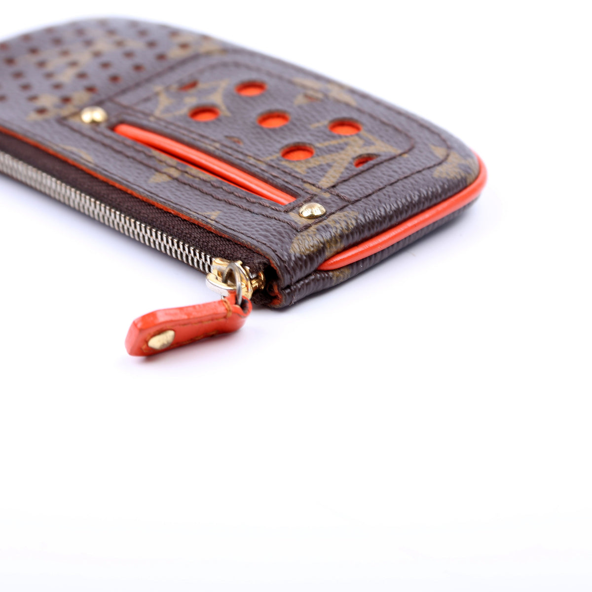 Louis-Vuitton Pochette Cles Monogram Perforated Orange