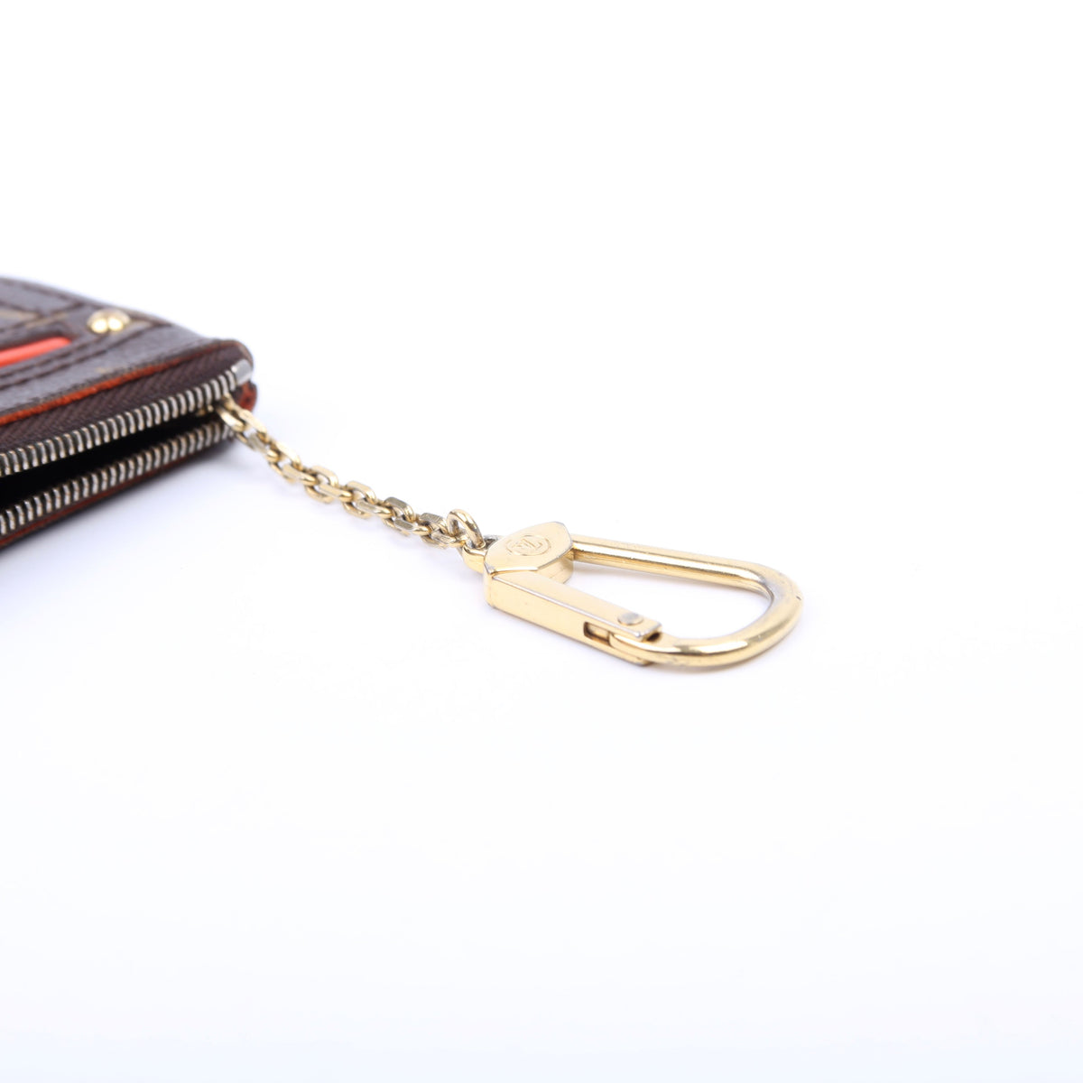 Louis-Vuitton Pochette Cles Monogram Perforated Orange
