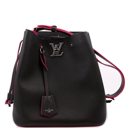 Louis-Vuitton Lockme Bucket Bag Black/Pink