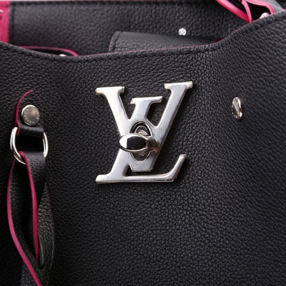 Louis-Vuitton Lockme Bucket Bag Black/Pink