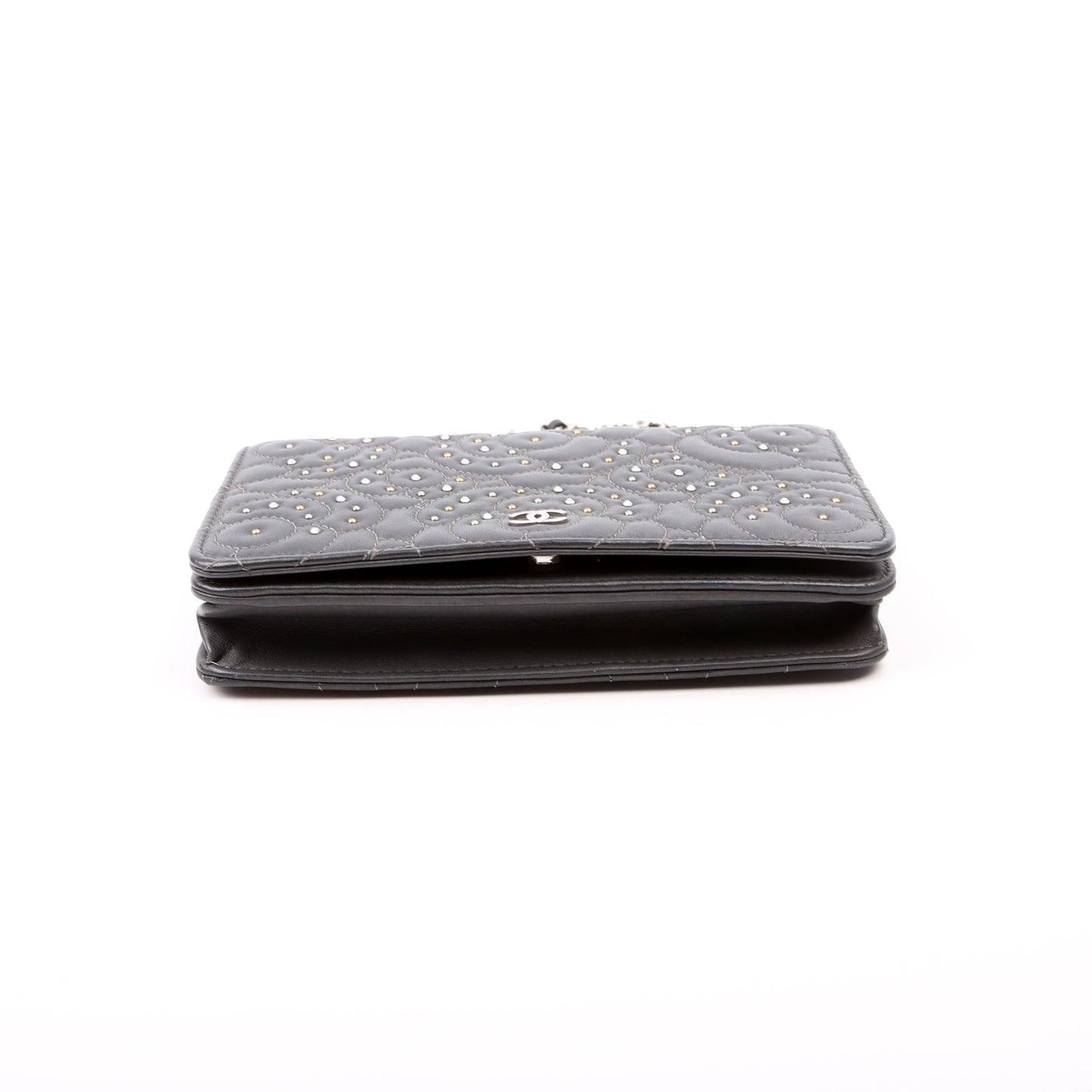 Chanel WOC Camellia Studded Lambskin 27M Grey
