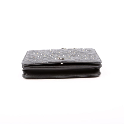 Chanel WOC Camellia Studded Lambskin 27M Grey