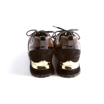 Louis-Vuitton Run Away Sneakers Suede/Mesh/Monogram Size . Black