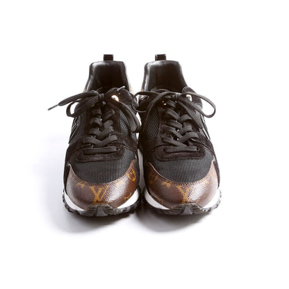 Louis-Vuitton Run Away Sneakers Suede/Mesh/Monogram Size . Black