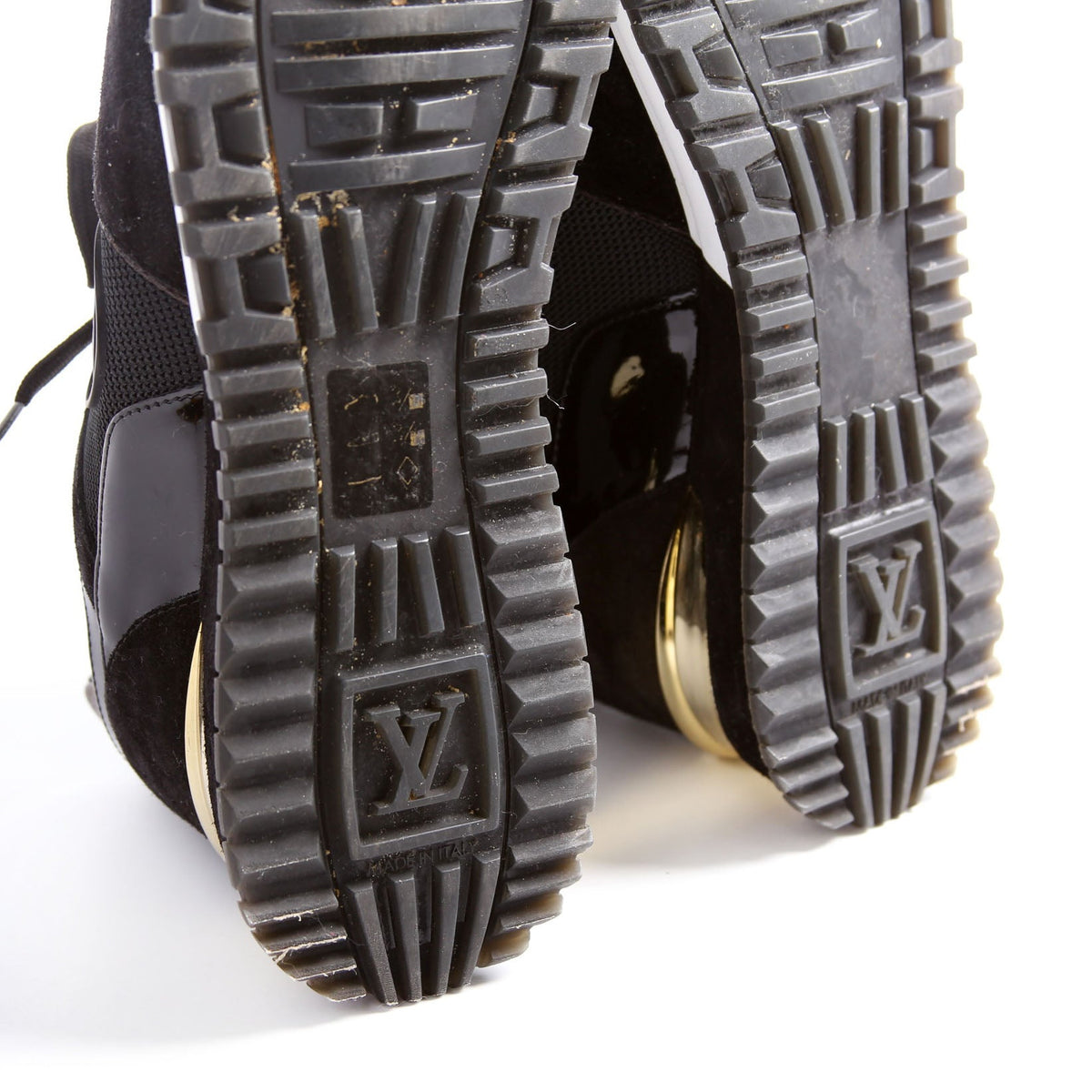 Louis-Vuitton Run Away Sneakers Suede/Mesh/Monogram Size . Black